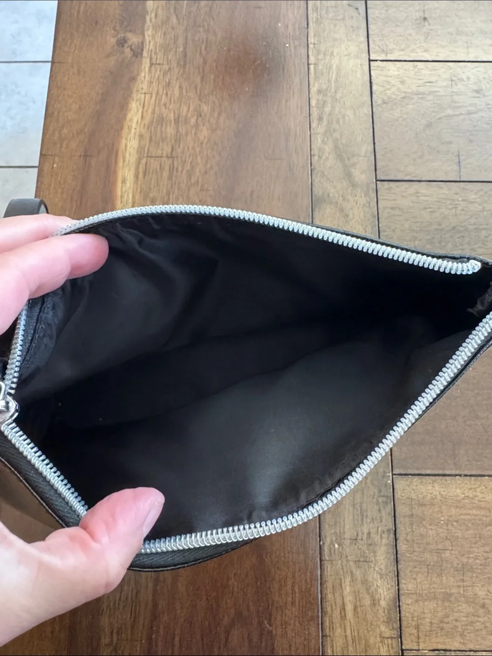 Victoria's Secret Black & Silver Sequin Chevron Wristlet Clutch